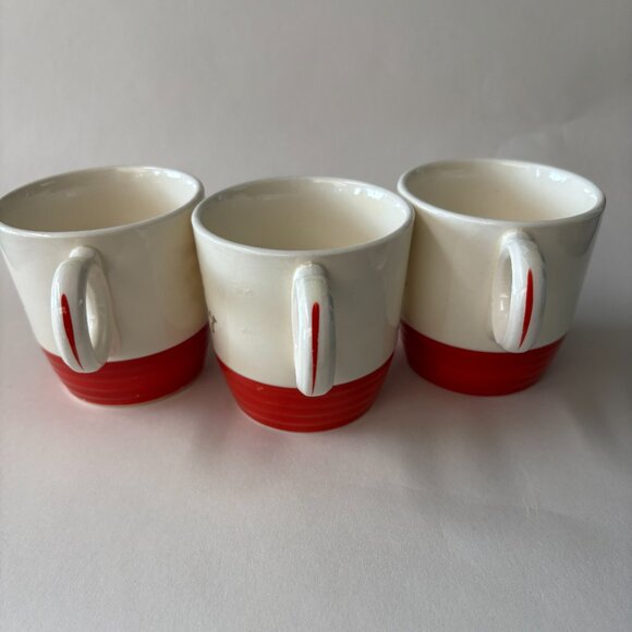 Set of 3 Vintage Red + Gold Punch Mugs - Picture 5 of 8